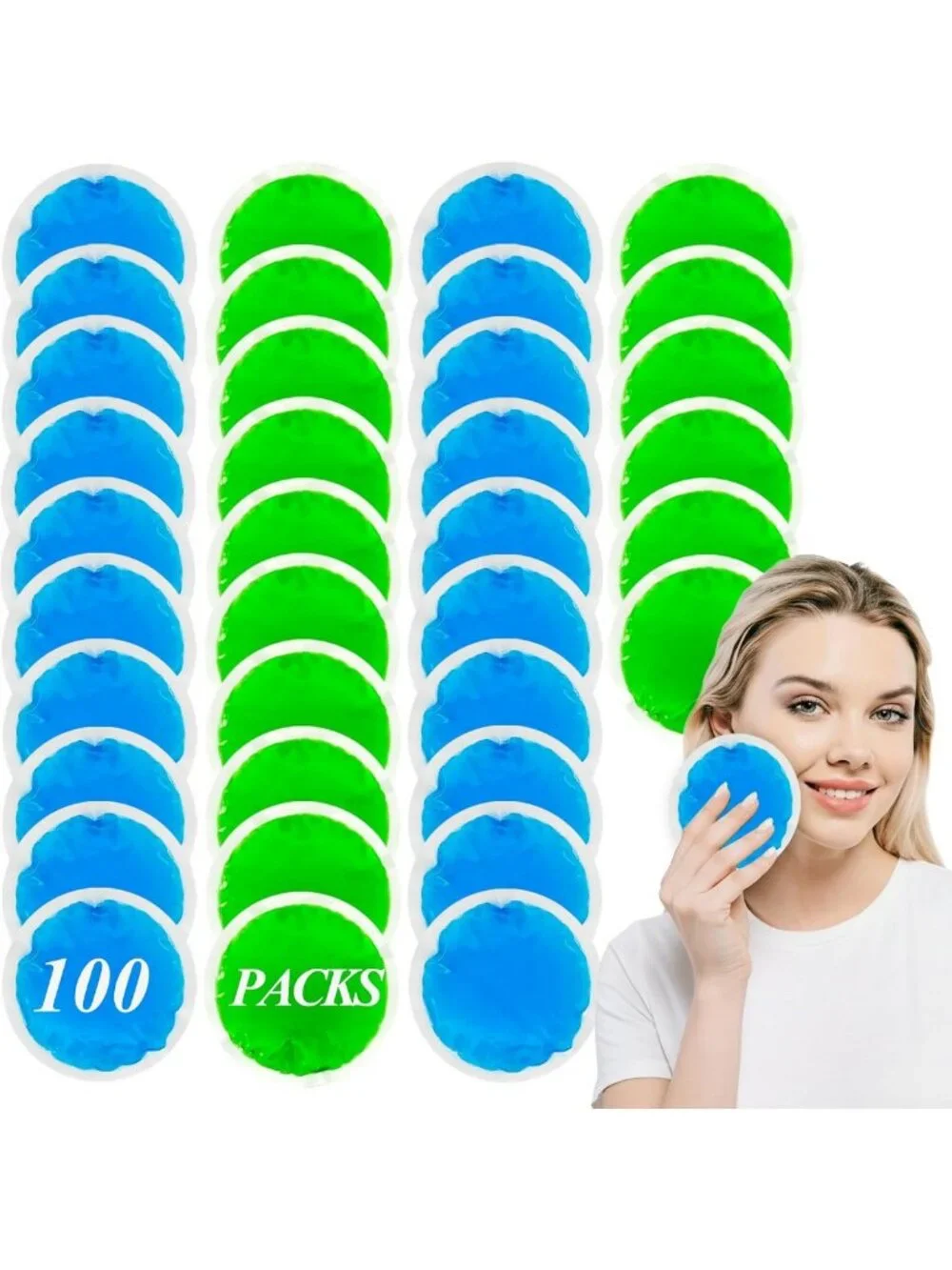 100 Reusable Small Ice Packs for Pain Relief - Hot & Cold Gel for Face, Neck